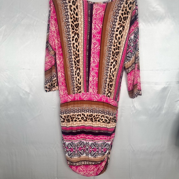 VENUS Pink and Brown Multi Patterned Bodycon Dress  size Large - Picture 15 of 16